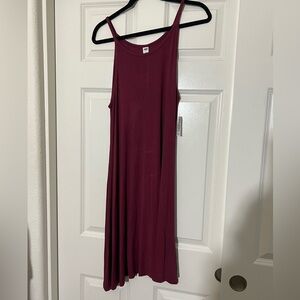 Old Navy Ribbed Burgundy A-Line Tank Dress